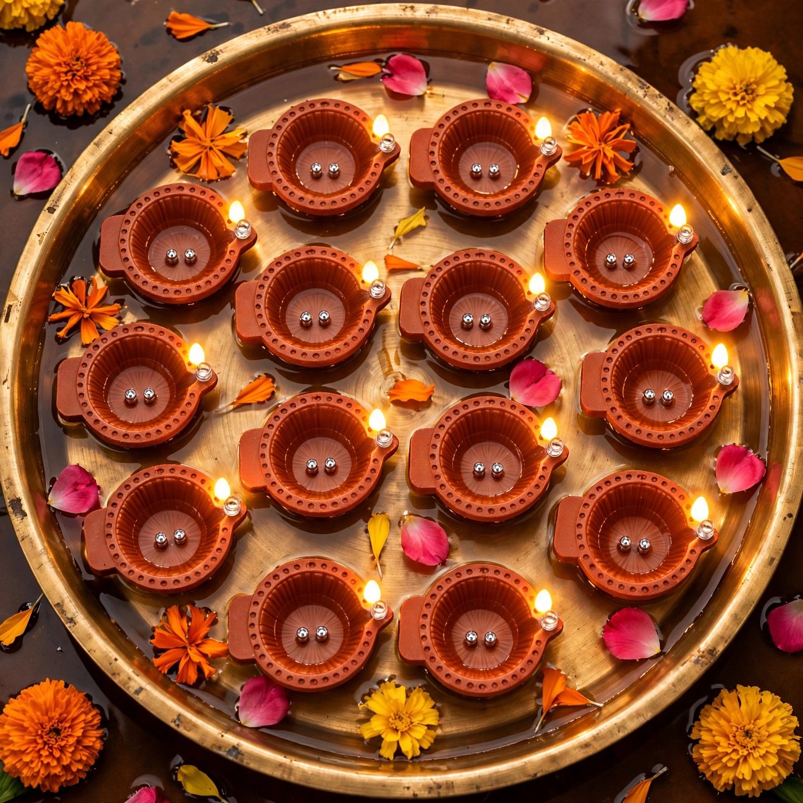 12 Pcs Water Sensor LED Diya - Smokeless Flameless Water Diya for Diwali, Home, Mandir Decoration (Pack of 12) - Image 4