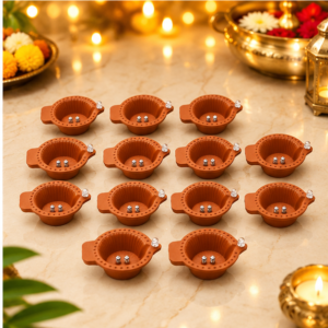 12 Pcs Water Sensor LED Diya - Smokeless Flameless Water Diya for Diwali, Home, Mandir Decoration (Pack of 12)